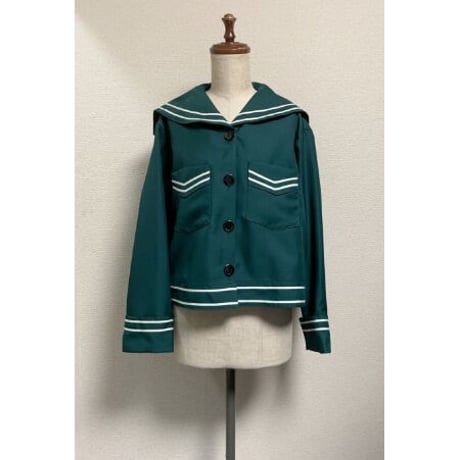【Physical Drop】フィジカルドロップ　セーラージャケット　グリーン×白ライン　Sailor Jacket　green x white line