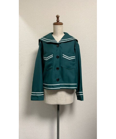 【Physical Drop】フィジカルドロップ　セーラージャケット　グリーン×白ライン　Sailor Jacket　green x white  line