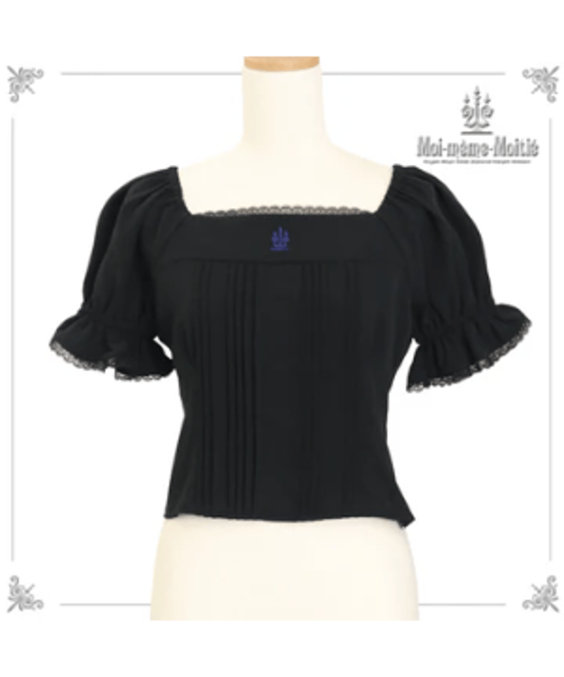 Moi-meme-Moitie /燭台刺繍シャツ ブラック ブラウス モワティエ