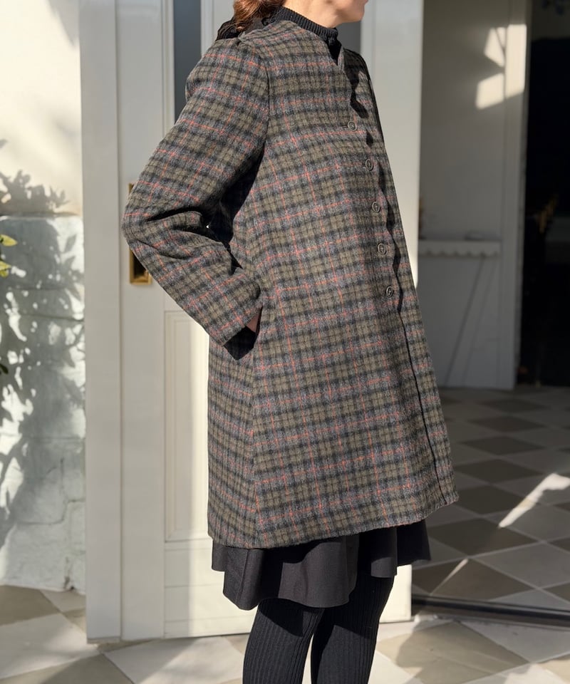 現物・3L】yukiemon チェックコート(カーキ×ブラック) | yukiemon