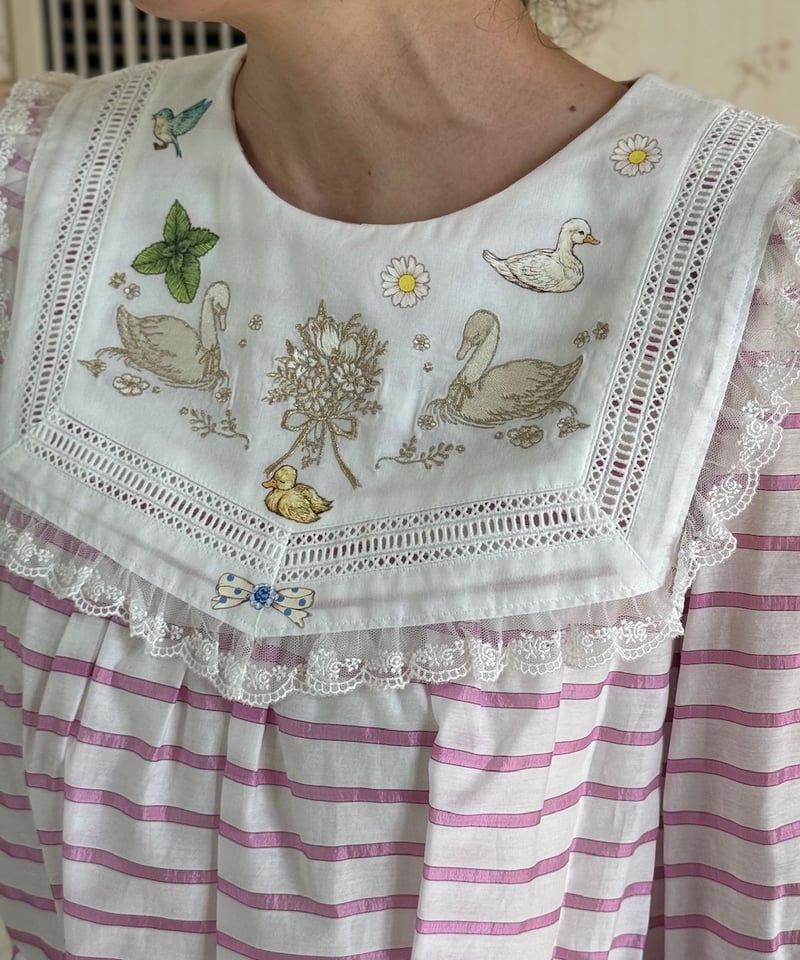 yukiemon 刺繍ワンピース　3L 3L】ぺたぺたスワンヨークワンピース | yukiemon