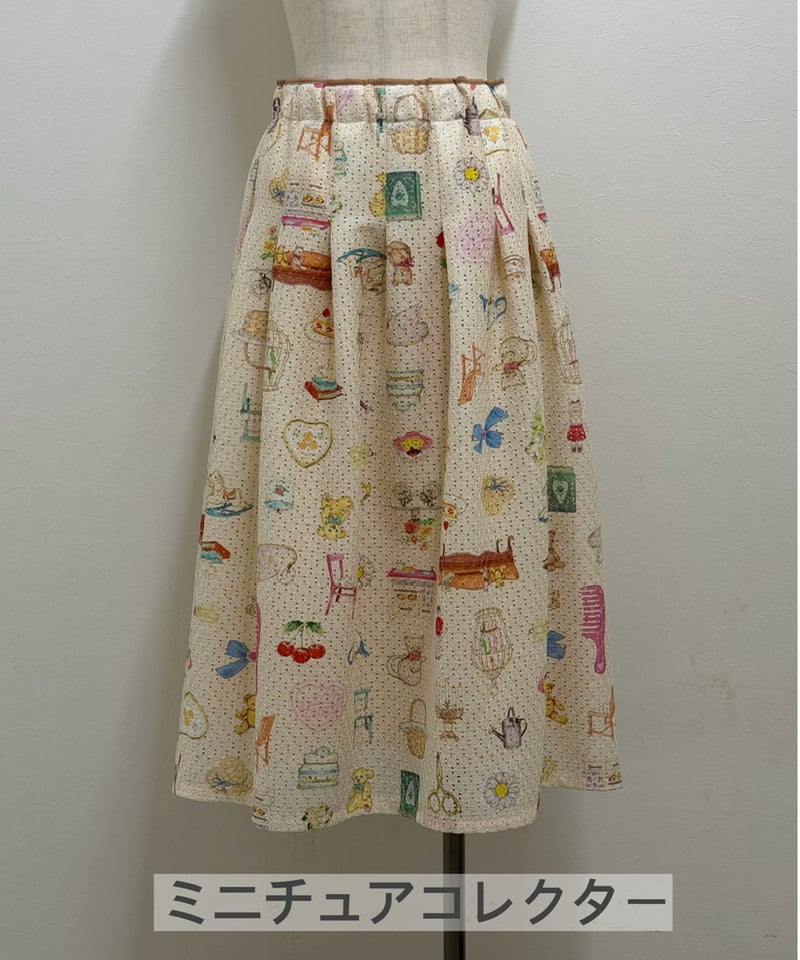 【極美品】yukiemon 2025こねこ図柄丈長スカート (3L) 受注【3L】テキスタイル丈長スカート | yukiemon