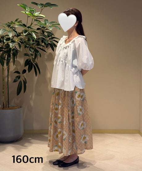 【現物・3L】マーガレットボリュームスカート・ミルクティー
