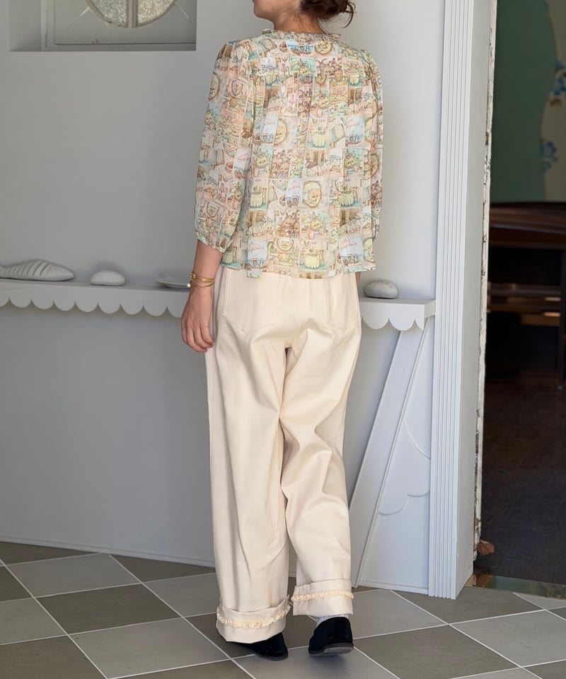 数量限定受注・3L】5部袖テキスタイルブラウス(スーちゃんグラム