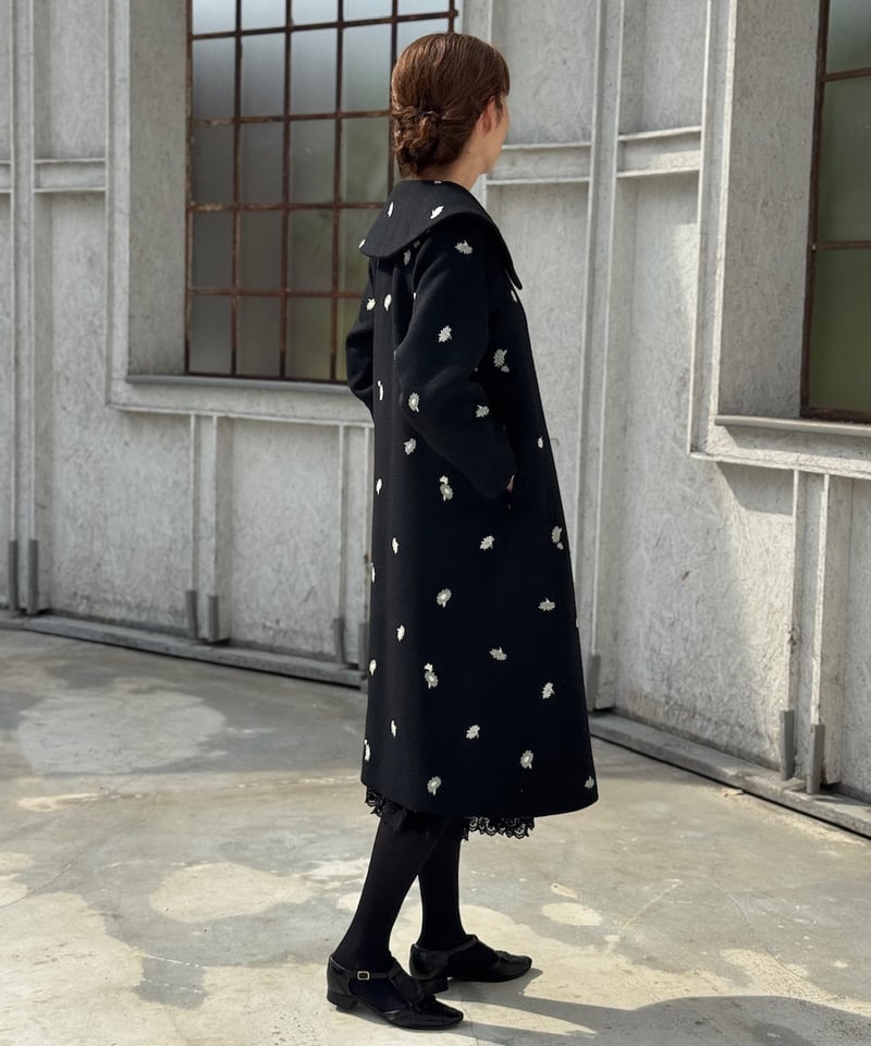 極美品✨マーガレットハウエル ロングコート ノーカラー ヘリンボーン 紺 Ⅰ S drop-kaitori_jk33-2410-345