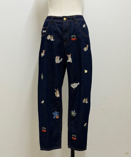 【現物・3L】fortune刺繍デニムパンツ
