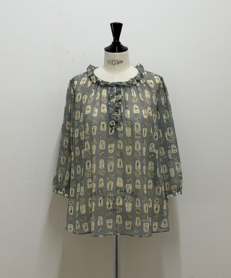 yukiemonテキスタイルひらひらブラウス yukiemon】テキスタイルブラウス（3L）_240514005023 | EGAMI O