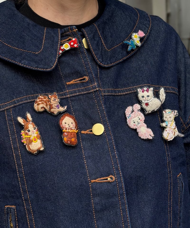 yukiemon デニム　Gジャン　刺繍　熊　くりぼー　濃いめ　３Ｌ 現物・M】スペシャルyukiemon Gジャン | yukiemon