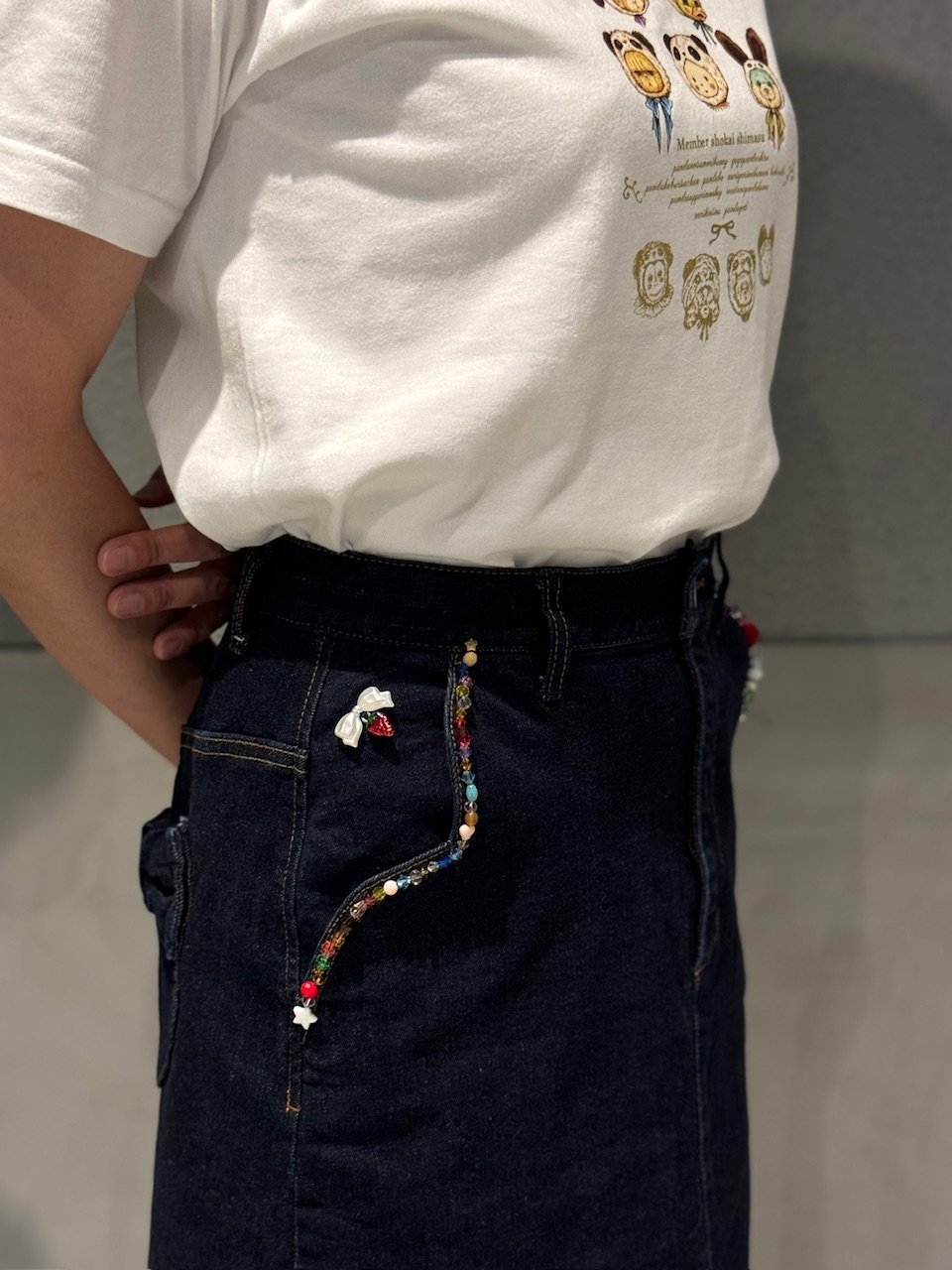 yukiemon．おリボンデニムミドルスカート yukiemon おリボンデニムミドルスカート