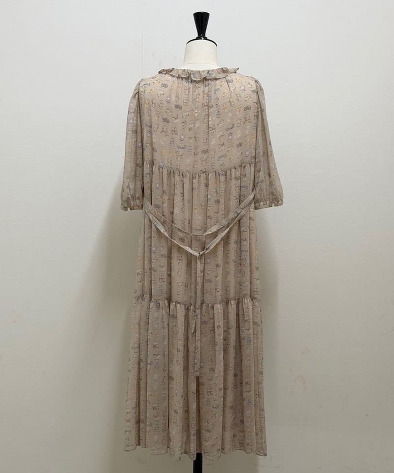 数量限定受注・M】5部袖テキスタイルワンピース(ペチワンピース無し