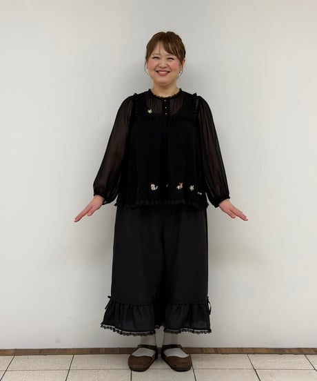 【受注・3L】fortuneシフォンブラウス・ピンク