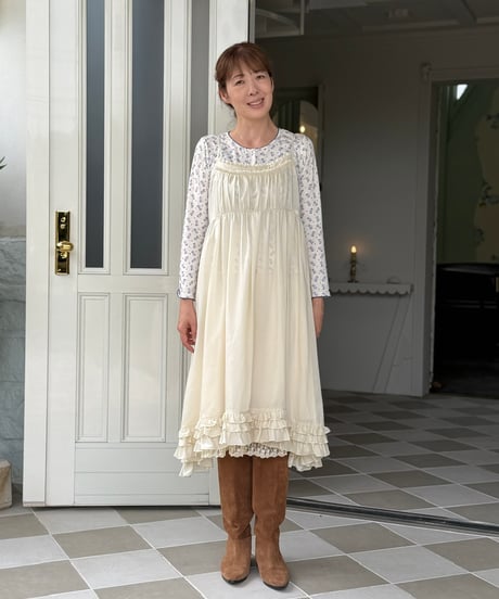 【受注・フリーサイズ】たっぷりキャミドレス・ミルク