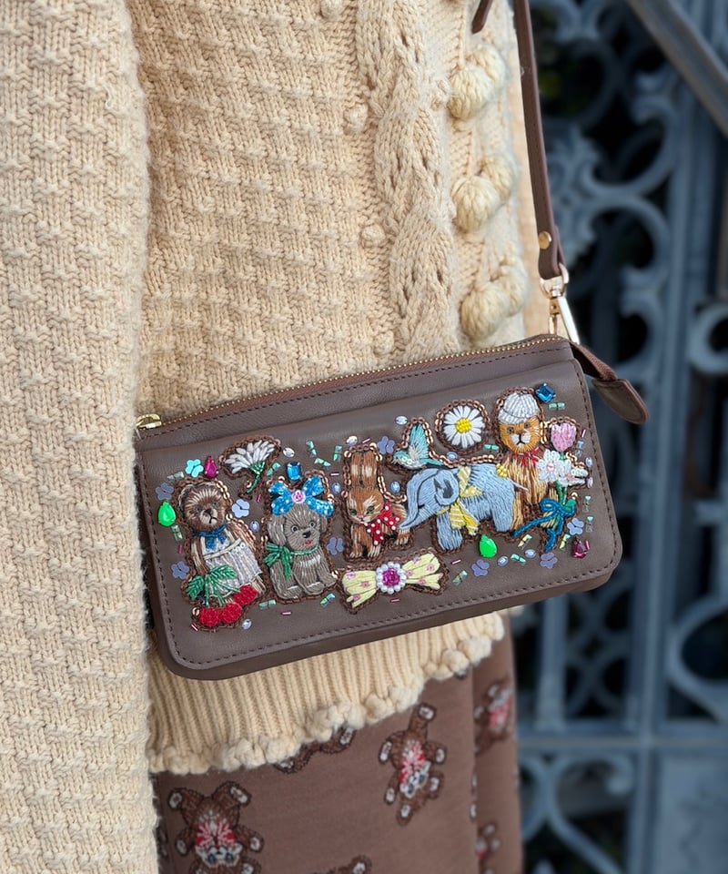 yukiemon ぎゅうぎゅうお財布バッグ ショルダー ユキエモン 現物】蚤の市ぎゅうぎゅうお財布ショルダーBAG (ブラウン) | yukiemon