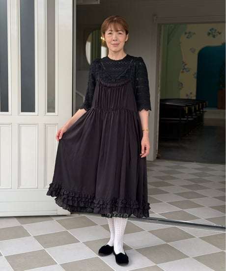 【受注・フリーサイズ】たっぷりキャミドレス ・ブラック