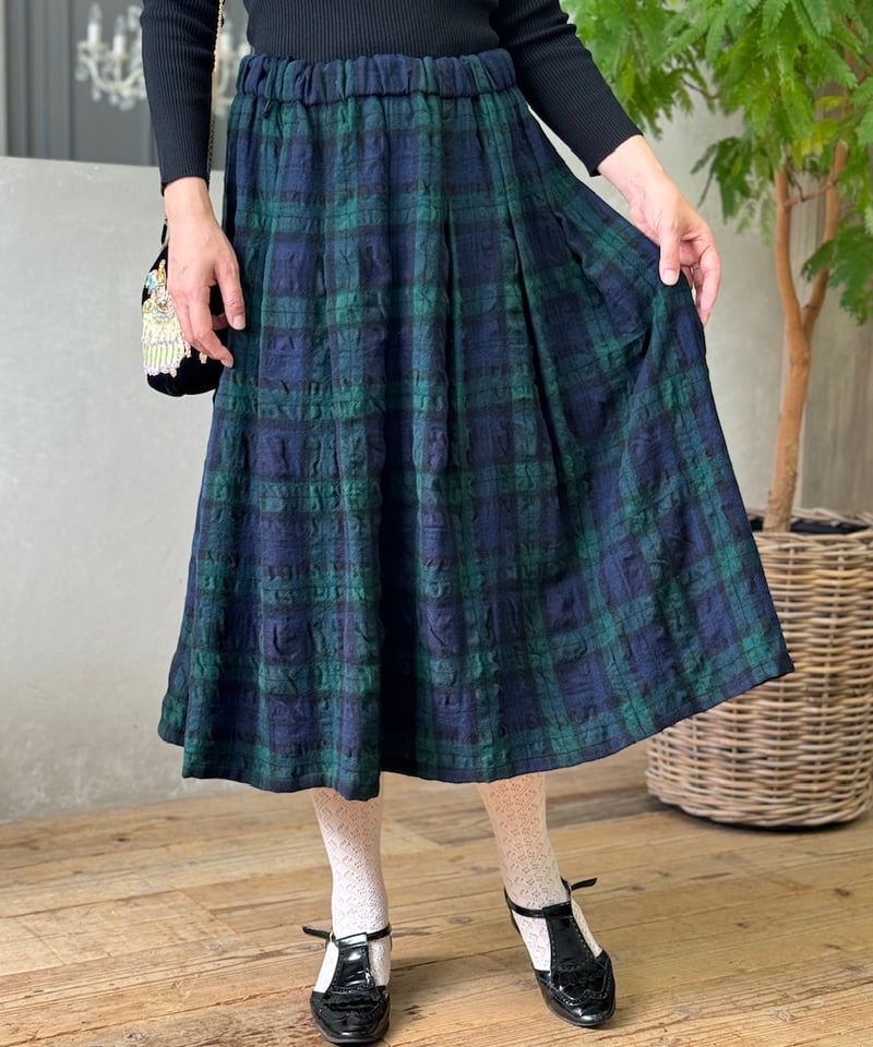 3L・受注】レトロチェック丈長スカート | yukiemon 