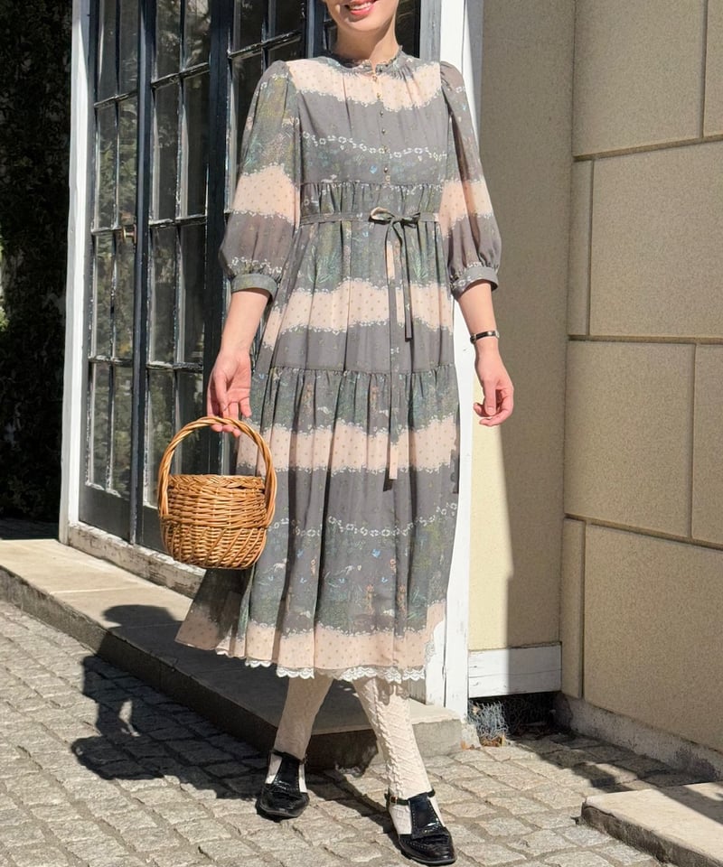 yukiemon 新品 リボンボーダーワンピース Mサイズ