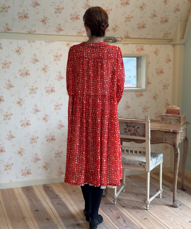 受注【3L】テキスタイルシックワンピース(ジョーゼット素材) | yukiemon