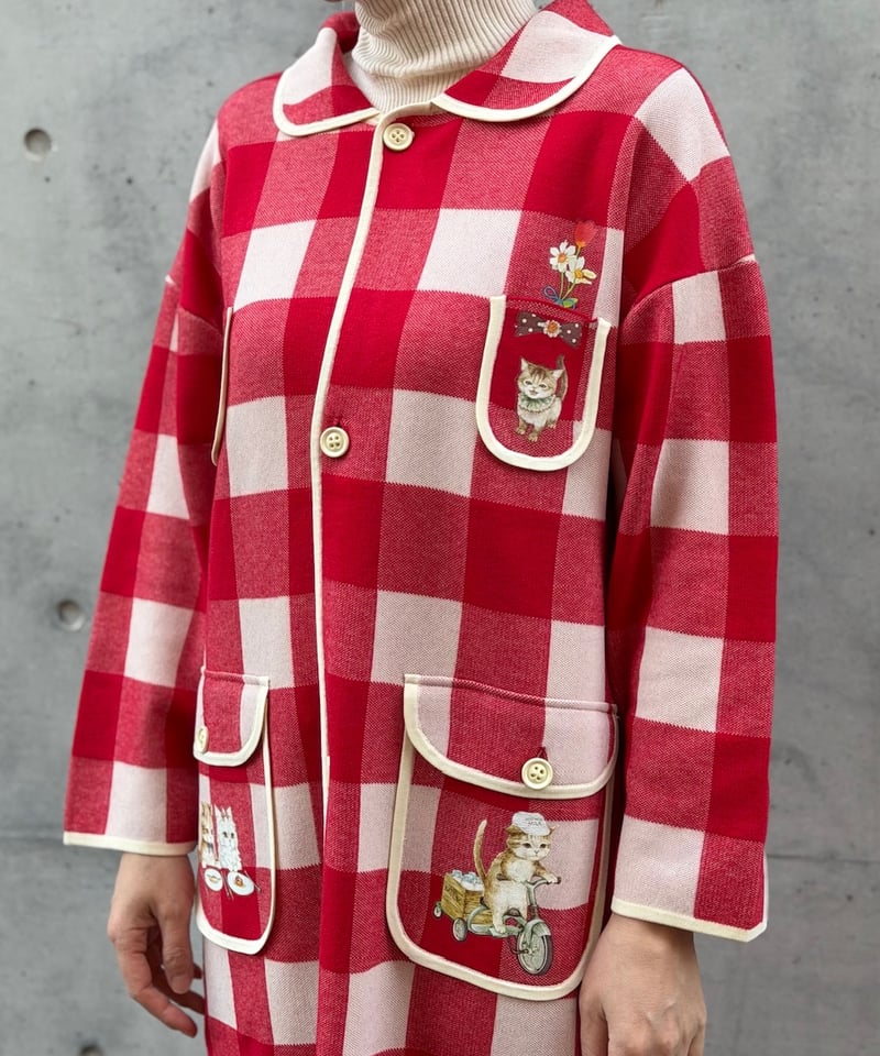 現物・M】ぺたぺたギンガムたっぷりコート (3色展開) | yukiemon