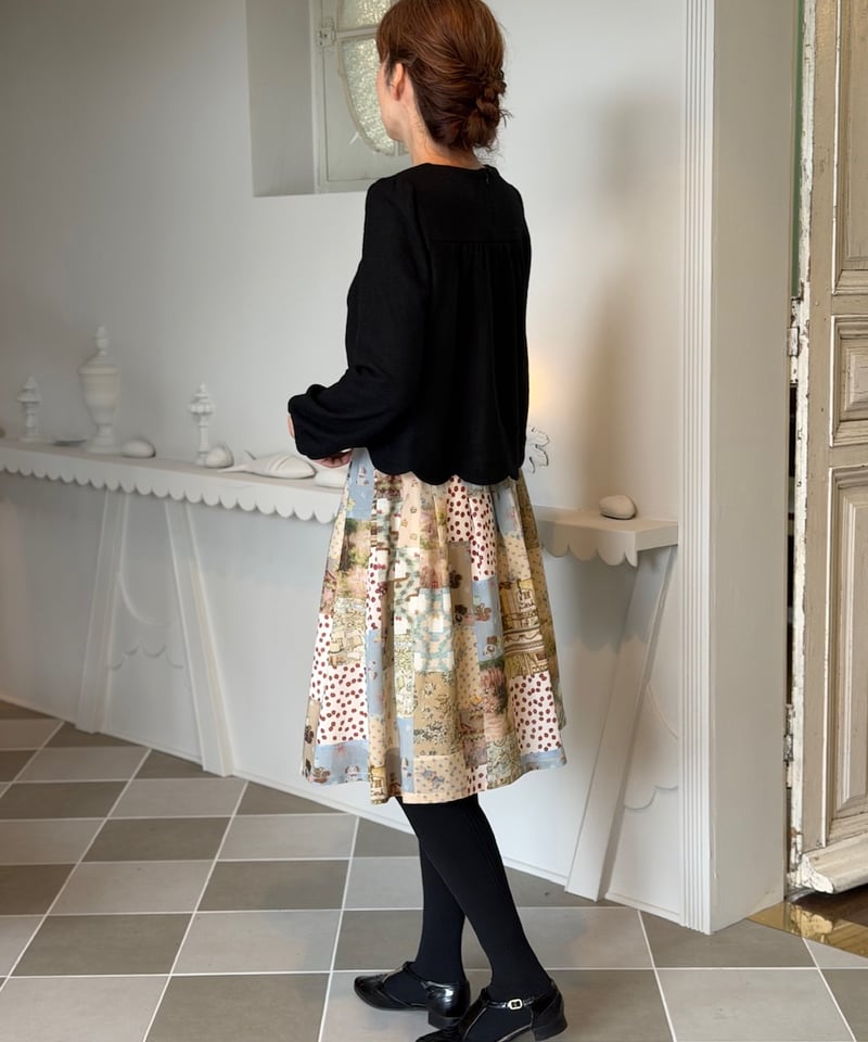 yukiemon 　パッチワーク　テキスタイル　スカート　M 受注【Mのみ】テキスタイル丈短めスカート | yukiemon