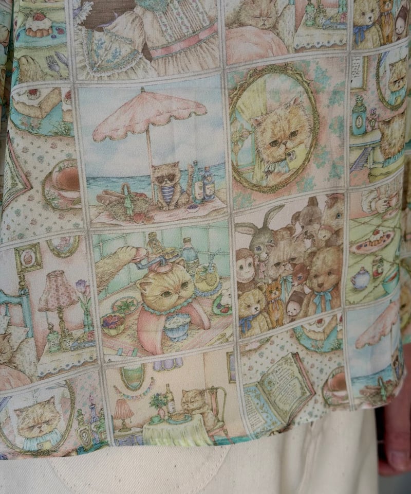 数量限定受注・3L】5部袖テキスタイルブラウス(スーちゃんグラム