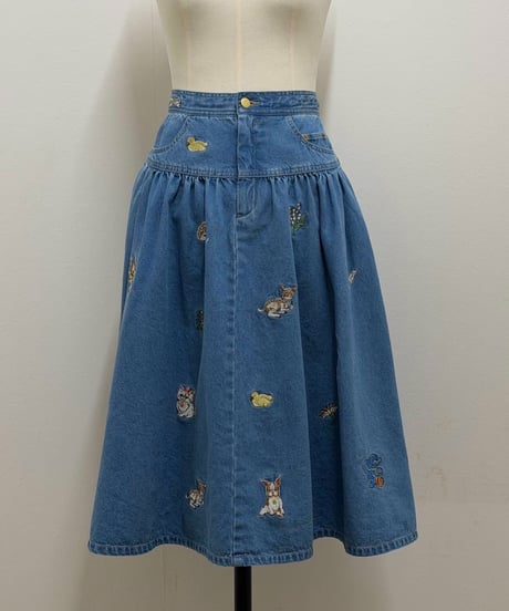 【現物・3L】fortune刺繍デニムスカート(3色展開)