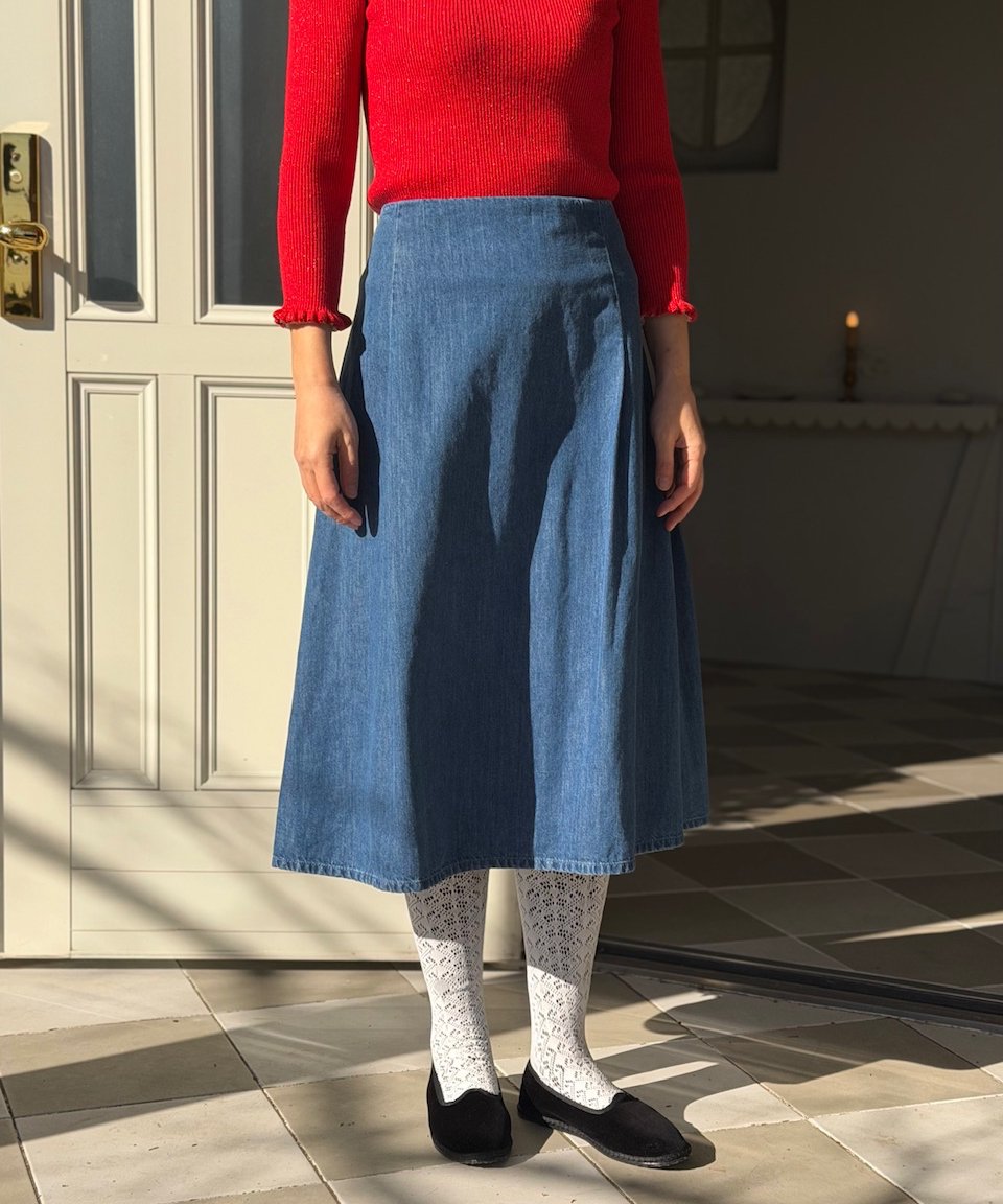 yukiemon おリボンデニムスカート こいめ 3L yukiemon おリボンデニムロングスカート こいめ 3L