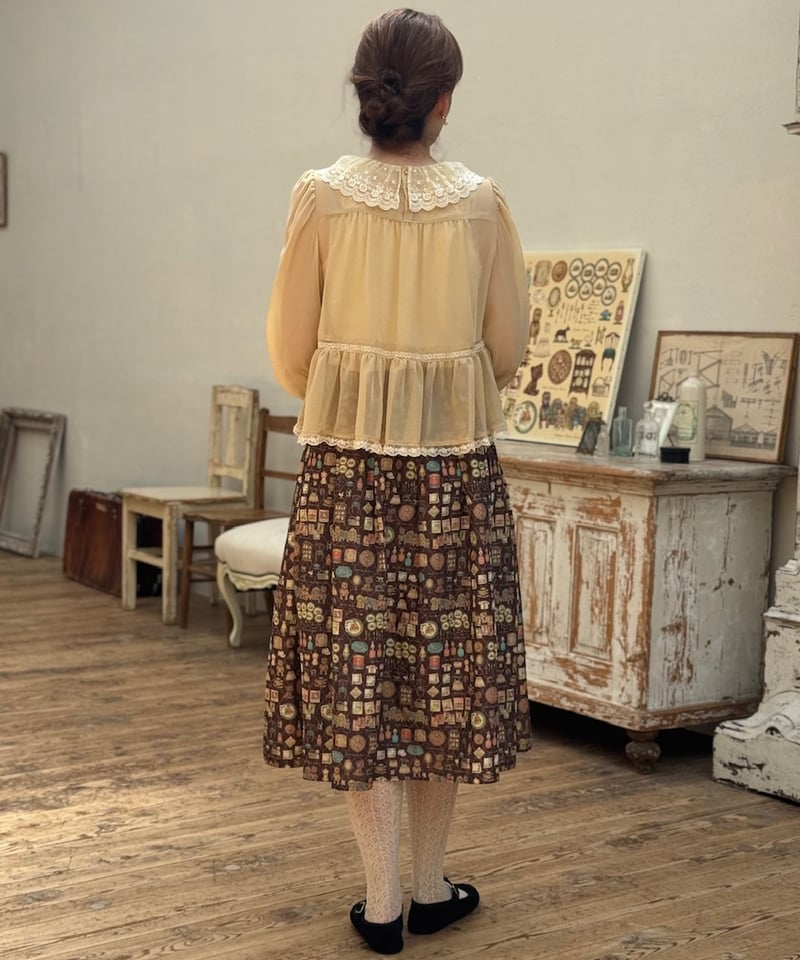 yukiemon 3L フレアスカート 現物・3L】蚤の市スカート | yukiemon