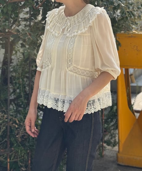 タグ付新品未使用 yukiemon ユキエモン レーシーレトロジャケット ミルク yukiemon】テキスタイル変形T（M）_240723009535 | EGAMI OFF