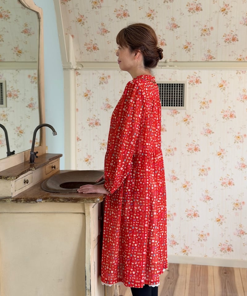 受注【3L】テキスタイルシックワンピース(ジョーゼット素材