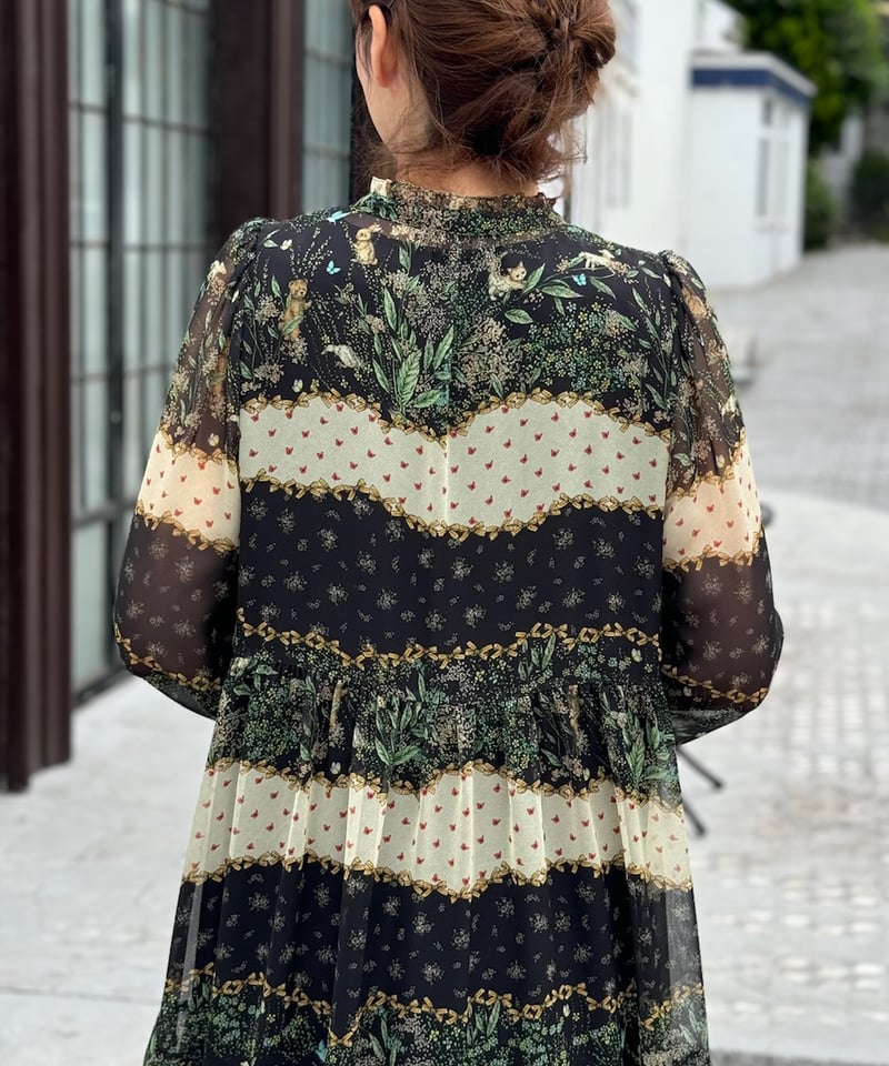 現物・M】リボンボーダー長袖ワンピース | yukiemon