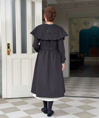 【受注・M】くまとスズランのケープコート・ブラック