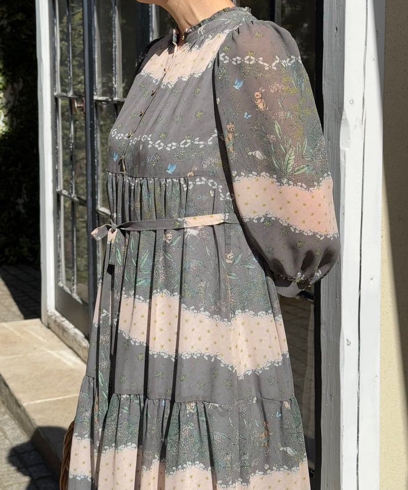 yukiemon 新品 リボンボーダーワンピース Mサイズ