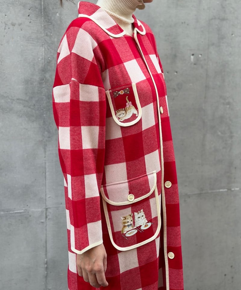 現物・M】ぺたぺたギンガムたっぷりコート (3色展開) | yukiemon