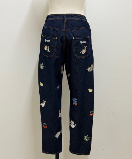 【現物・3L】fortune刺繍デニムパンツ