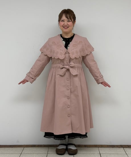 【受注・3L】くまとスズランのケープコート・濃いベージュ