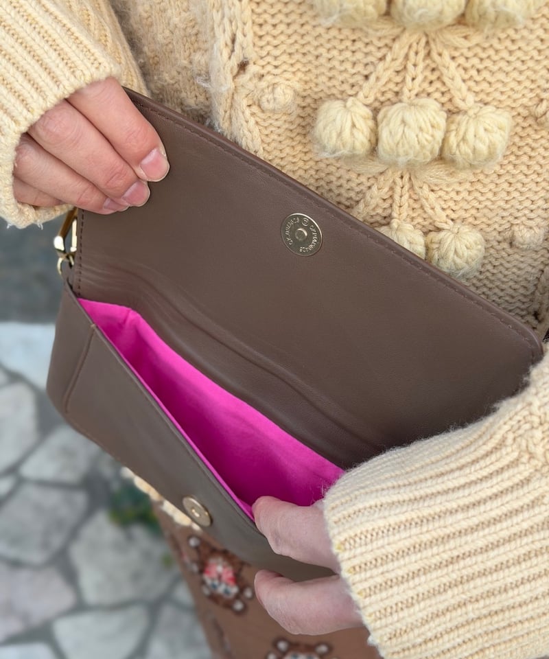 現物】蚤の市ぎゅうぎゅうお財布ショルダーBAG (ブラウン) | yukiemon