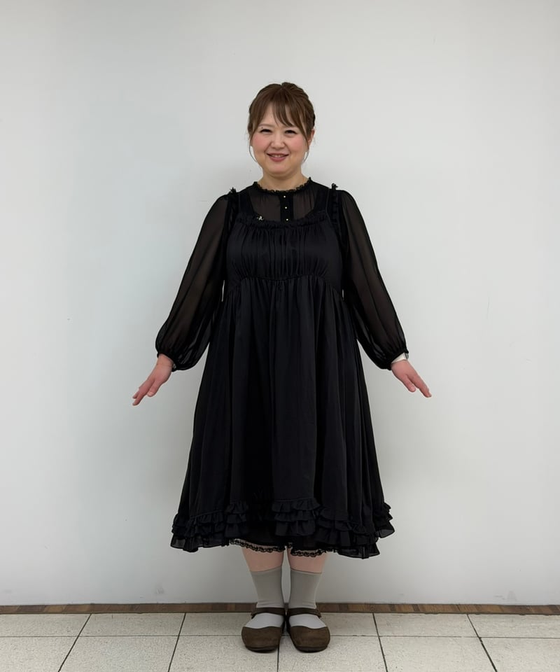 受注・フリーサイズ】たっぷりキャミドレス ・ブラック | yukiemon