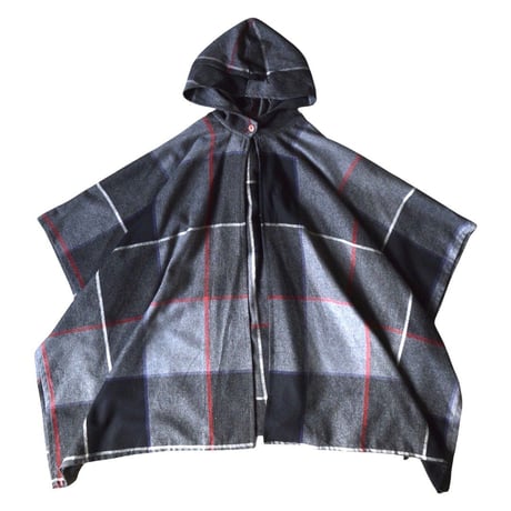 チェック フーディー ポンチョ / check hoodie poncho