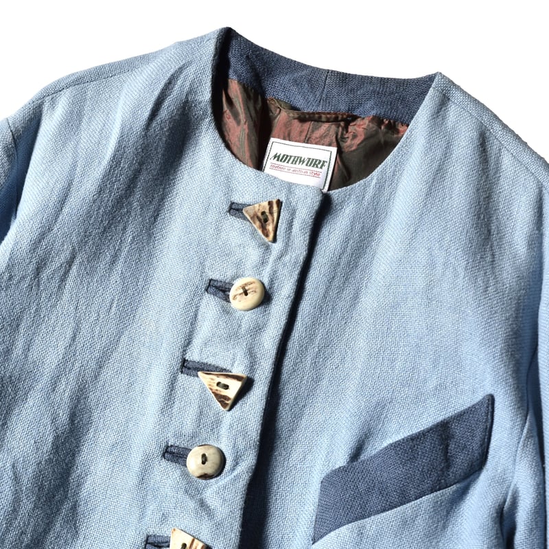 ノーカラー リネン チロリアンジャケット / no collar linen jacket |