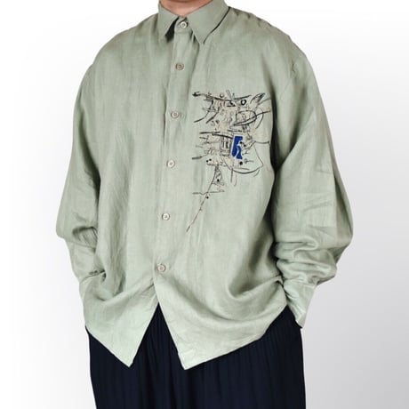 刺繍 リネンシャツ デッドストック / embroidery linen shirt DEAD STOCK  SIZE S