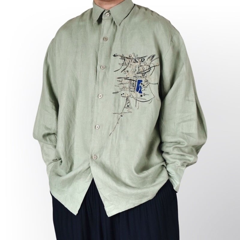 刺繍 リネンシャツ デッドストック / embroidery linen shirt DEAD...