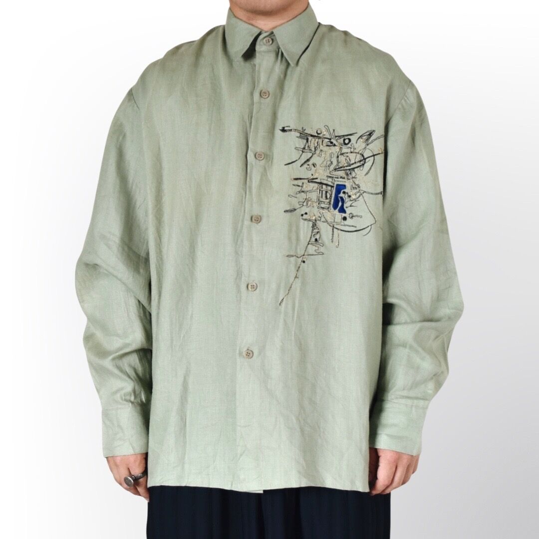 刺繍 リネンシャツ デッドストック / embroidery linen shirt DEAD STOCK SIZE S