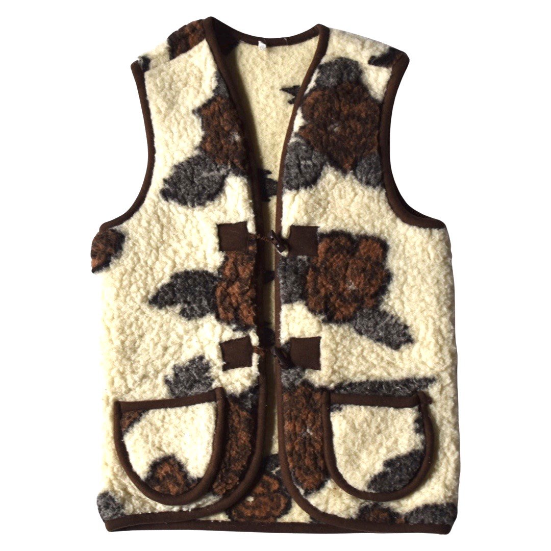 総柄 ウール ボア ベスト / all pattern wool boa vest | YU...
