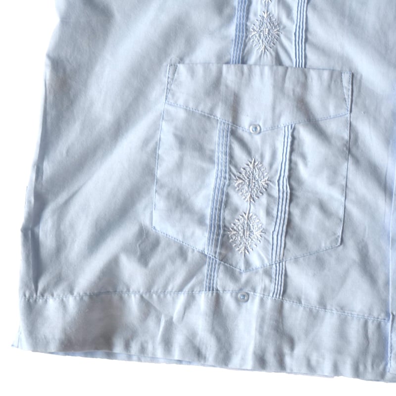 オープンカラー　キューバシャツ　ストライプ　総柄　刺繍　（I14-124）