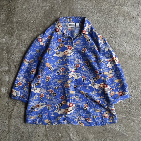 all pattern open collar silk shirt / 総柄 オープンカラー シルク シャツ