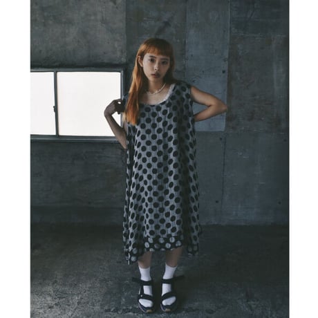 フラックス ノースリーブ ドット リネン ワンピース / "FLAX" no sleeve dot linen onepiece