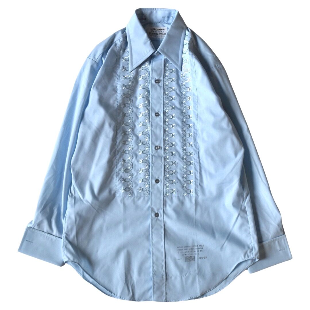 60'sレーヨンTシャツMASONビンテージ　チェーン刺繍　青　トリコロール小穴スポーツVinWC