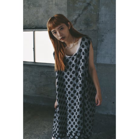 フラックス ノースリーブ ドット リネン ワンピース / "FLAX" no sleeve dot linen onepiece