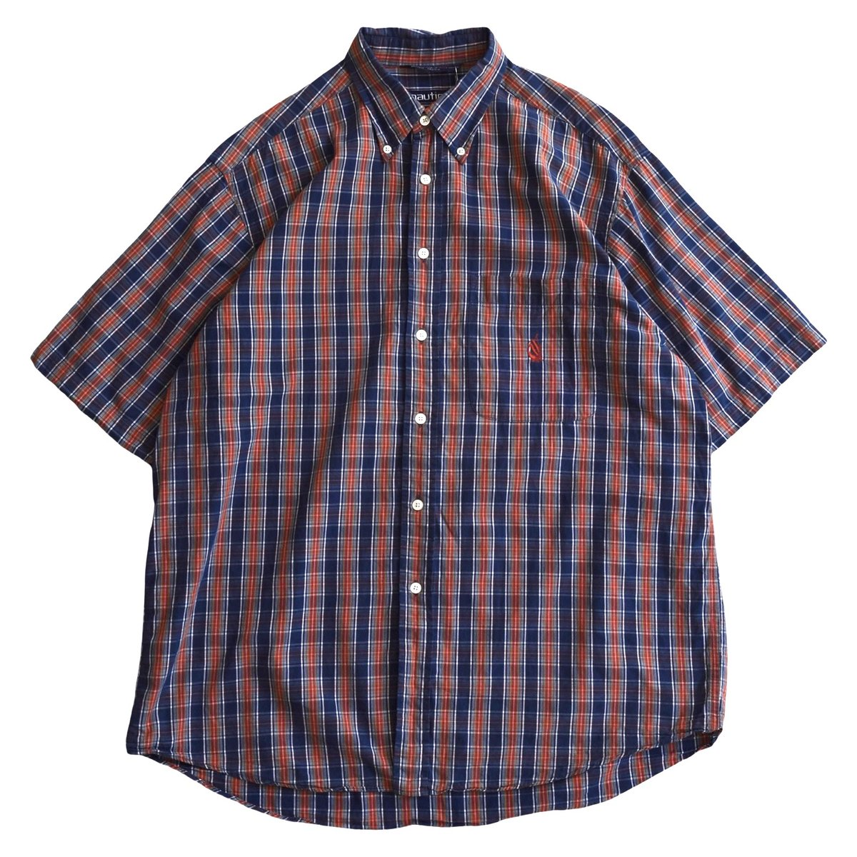 激レア★Nautica チェックシャツ  BDシャツ  長袖シャツ XLサイズ nautica ノーティカ 90s チェックシャツ BDシャツ 刺繍 古着