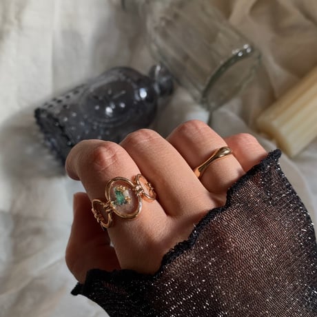 新色GREEN flower ring